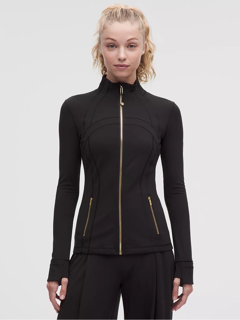 Lulu's Black Zip-Front Utility Jacket with Gold Hardware